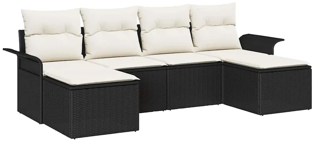 vidaXL Σετ Καναπέ Κήπου με μαξιλάρι 6 pcs Μαύρο Πολυ ράταν