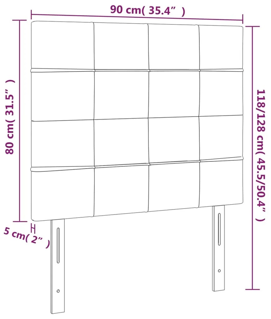 vidaXL Κεφαλάρι Κρεβατιού LED Μαύρο 90x5x118/128 εκ. Βελούδινο