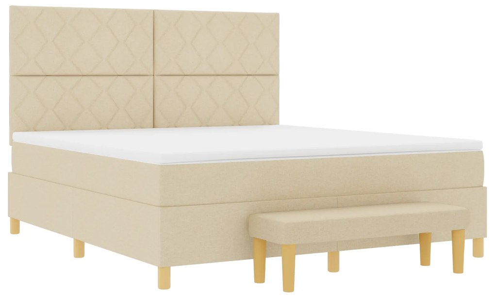 vidaXL Κρεβάτι με ελατήρια με στρώμα Κρεμ 180 x 200 cm ύφασμα