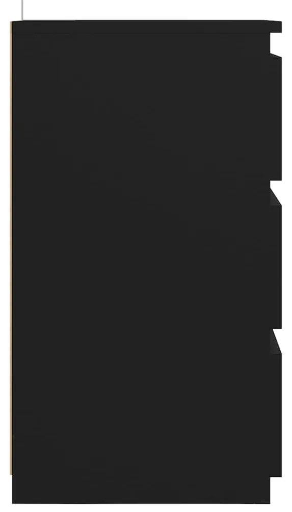 vidaXL Κομοδίνο Μαύρο 40 x 35 x 62,5 εκ. από Επεξ. Ξύλο