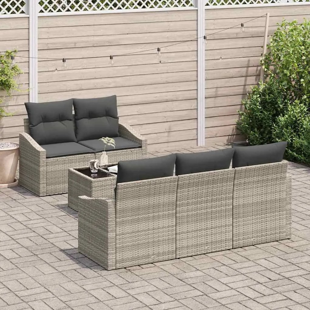 vidaXL Σετ Καναπέ Κήπου με μαξιλάρι 6 pcs Ανοιχτό γκρι 55 x 55 x 37 εκ