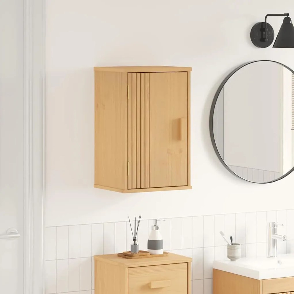 vidaXL Ντουλάπι Μπάνιου Olden Καφέ 35 x 30 x 55 cm Μασίφ ξύλο πεύκου