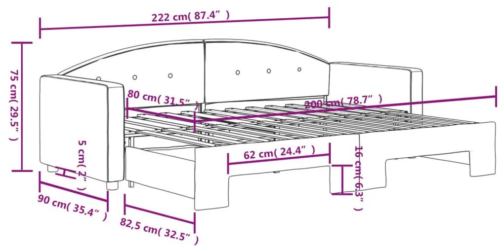 Καναπές Κρεβάτι Συρόμενος Ανοιχτό Γκρι 80 x 200 εκ. Βελούδινος - Γκρι