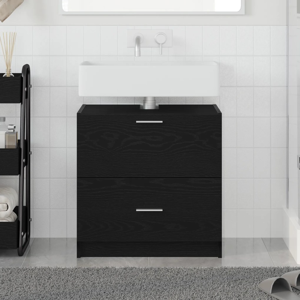 vidaXL Ντουλάπι Νιπτήρα Μαύρης Δρυός 59x37x59 εκ. Κατασκευασμένο Ξύλο