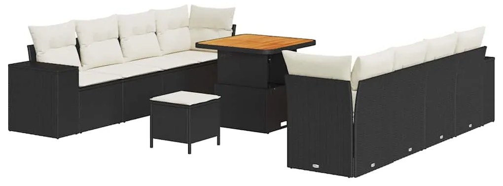 vidaXL Σετ Καναπέ Κήπου 11 pcs Μαύρο συνθετικό ρατάν
