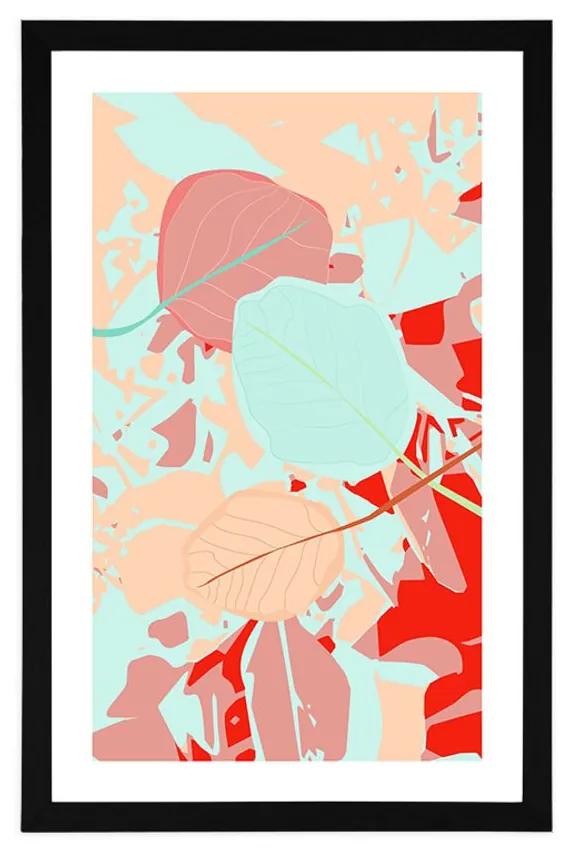Αφίσα με πασπαρτού Χρωματιστά φύλλα - 40x60 white