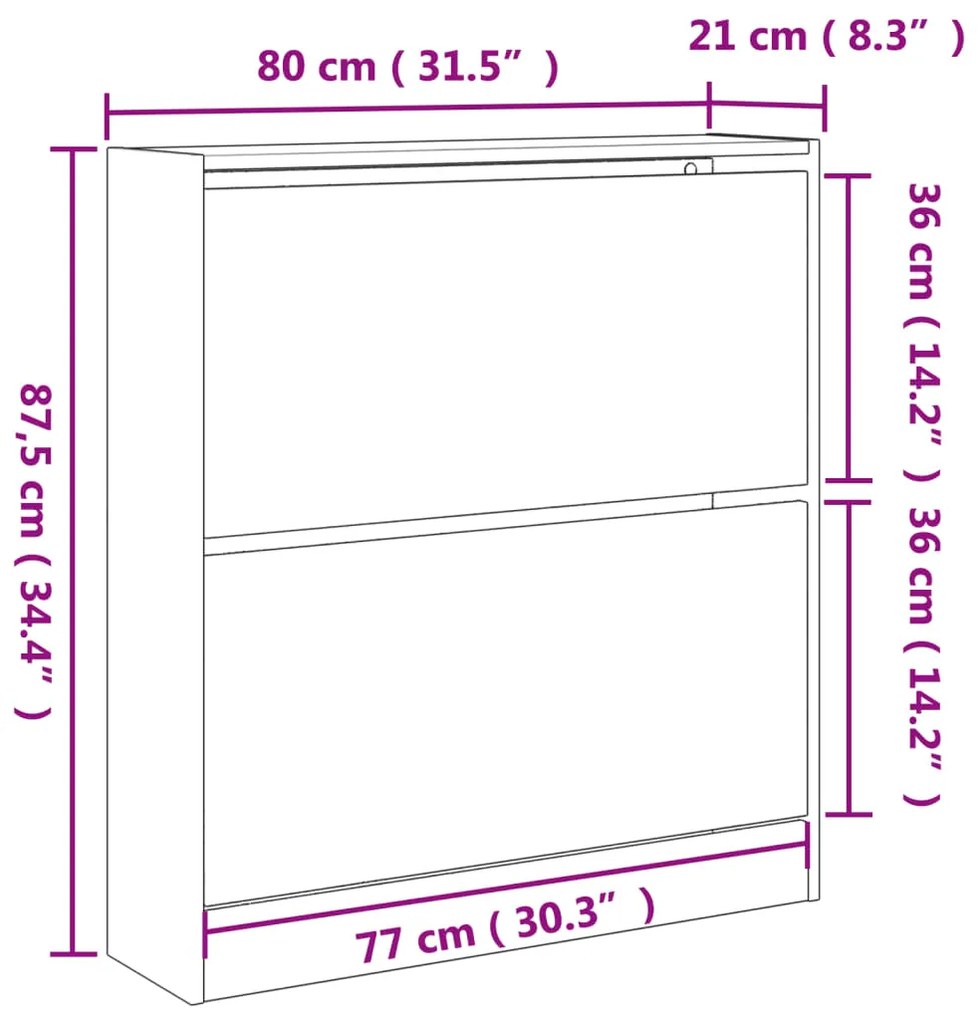 Παπουτσοθήκη Sonoma Δρυς 80x21x87,5 εκ. από Επεξεργασμένο Ξύλο - Καφέ