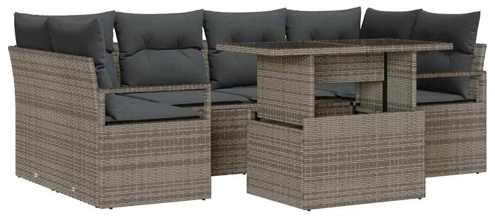 vidaXL Σετ Καναπέ Κήπου με μαξιλάρι 7 pcs Γκρι 100 x 55 x 73 εκ