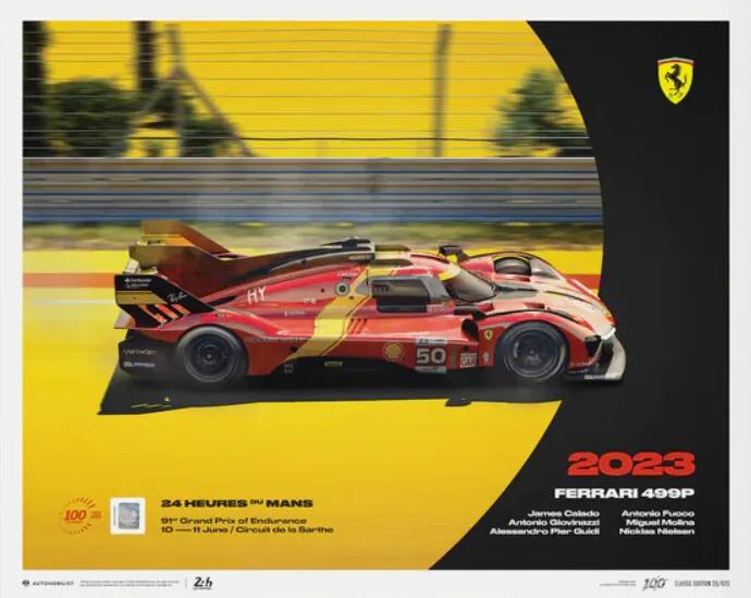 Εκτύπωση τέχνης Ferrari 499P - 24h Le Mans - 100th Anniversary - 2023, (50 x 40 cm)