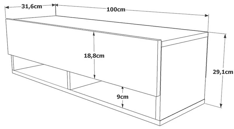 Έπιπλο τηλεόρασης επιτοίχιο Roscoe λευκό-oak 100x31.5x29.5εκ