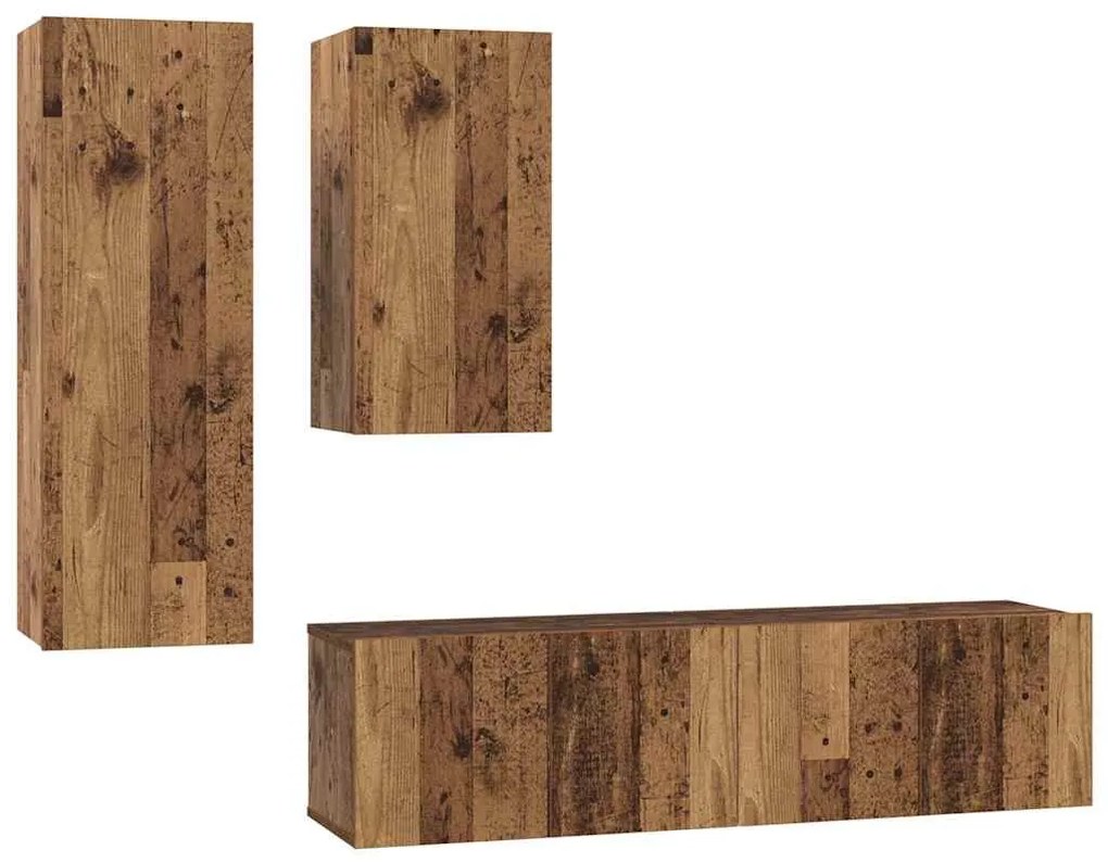 vidaXL Σετ επίπλου τηλεόρασης 4 pcs Παλαιό ξύλο 30.5 x 30 x 90 cm
