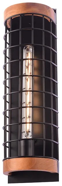 Απλίκα Τοίχου Aca Tesla EG841W47B Black/Wood