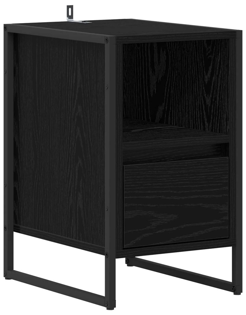 vidaXL Κομοδίνο 2 pcs Μαύρη Οξυά 39,5 x 30 x 50 εκ Επεξεργασμένο ξύλο