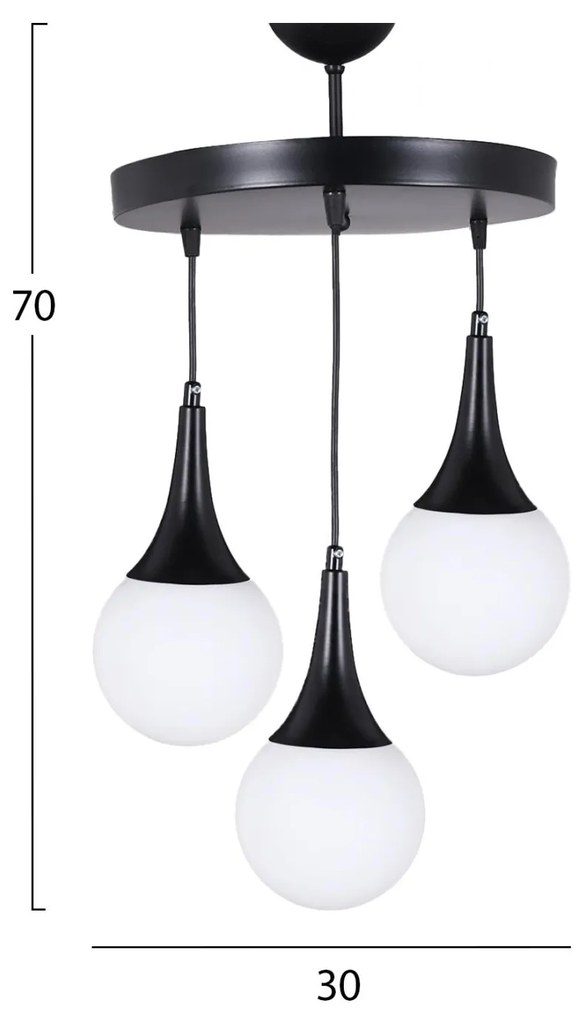 Φωτιστικό οροφής C7516.01 Τρίφωτο Μαύρο 30x75 εκ. 30x30x75 εκ.