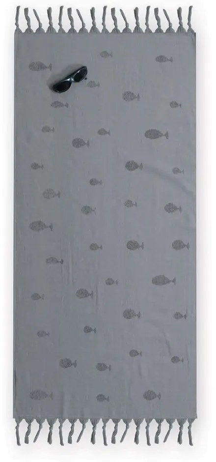 Πετσέτα Θαλάσσης Παιδική  Ocean Fish Grey Nef-Nef Θαλάσσης 100% Βαμβάκι