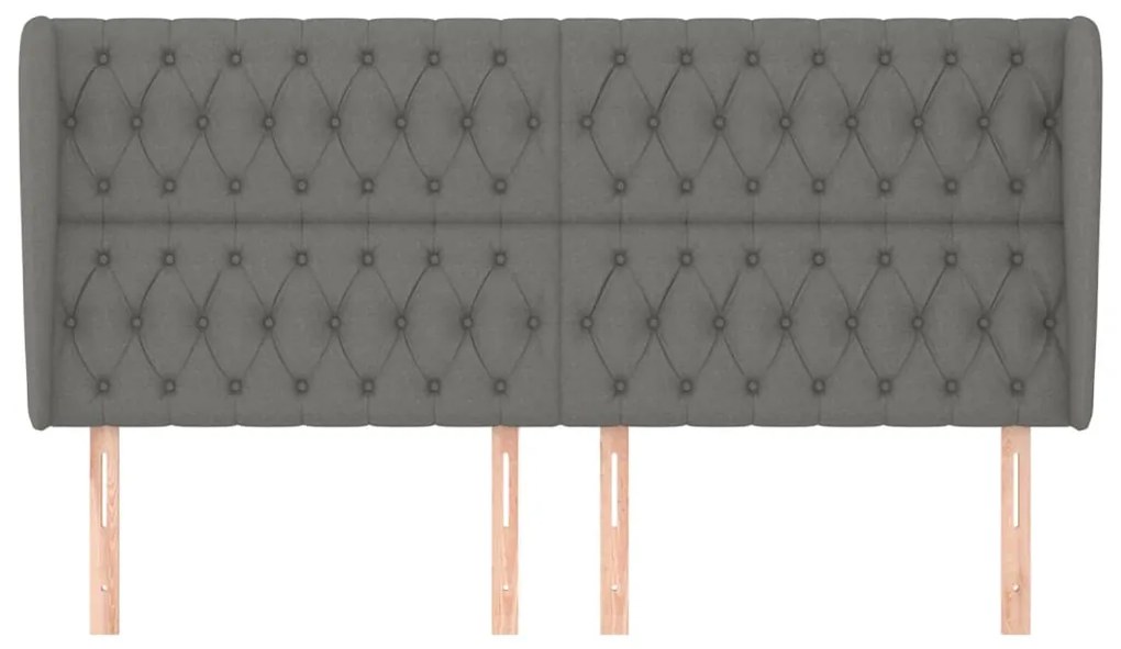 Κεφαλάρι με Πτερύγια Σκούρο Γκρι 183x23x118/128 εκ. Υφασμάτινο 3118307