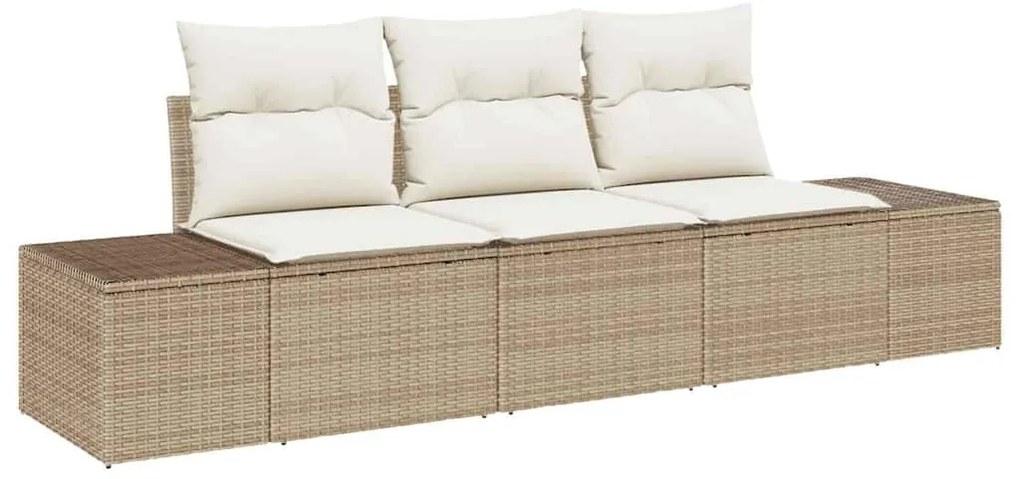 vidaXL Σετ Καναπέ Κήπου με μαξιλάρι με αποθήκευση 3 pcs Μπεζ και Κρέμα