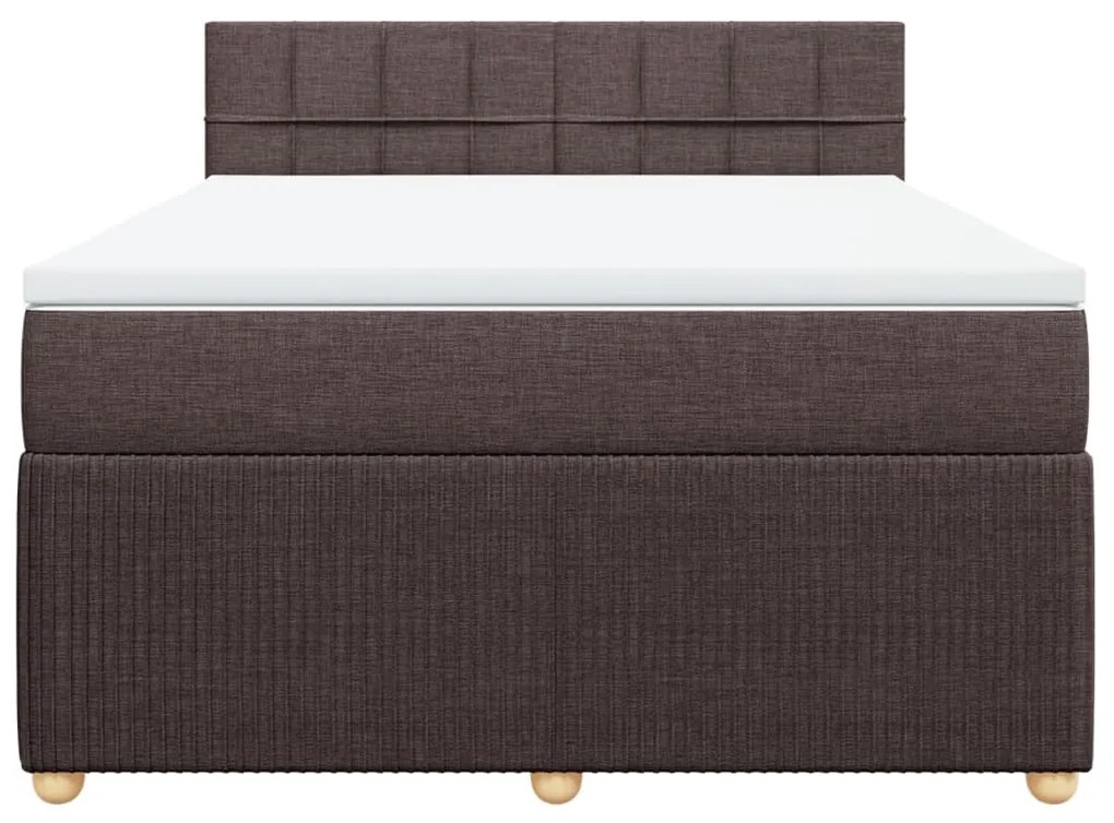 vidaXL Κρεβάτι Boxspring με Στρώμα Σκούρο Καφέ 140x190 εκ. Υφασμάτινο