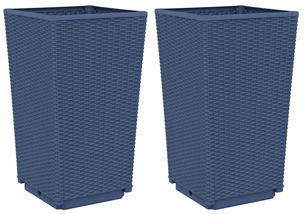 vidaXL Ζαρντινιέρες Κήπου 2 τεμ. Μπλε Γκρι 32,5x32,5x57 εκ. Πολυπροπυλένιο