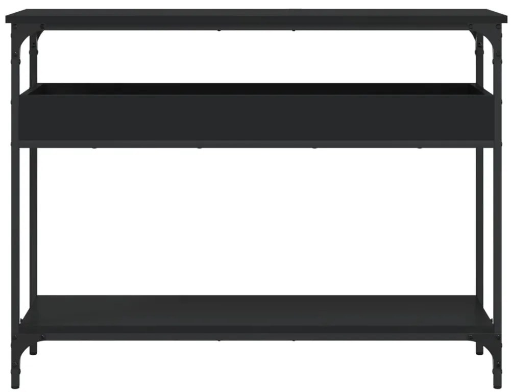 vidaXL Τραπέζι Κονσόλα με Ράφι Μαύρο 100x29x75 εκ. Επεξεργασμένο Ξύλο