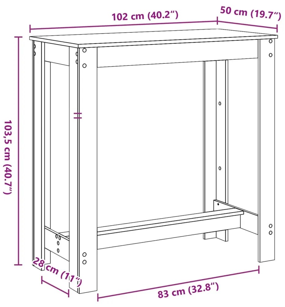 ΤΡΑΠΕΖΙ ΜΠΑΡ ΛΕΥΚΟ 102X50X103,5ΕΚ. ΕΠΕΞΕΡΓ. ΞΥΛΟ 854409