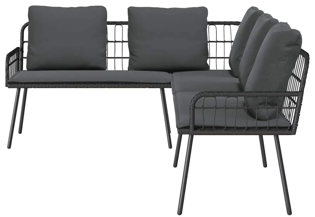 vidaXL Σετ Καναπέ Κήπου 2 pcs Μαύρο συνθετικό ρατάν