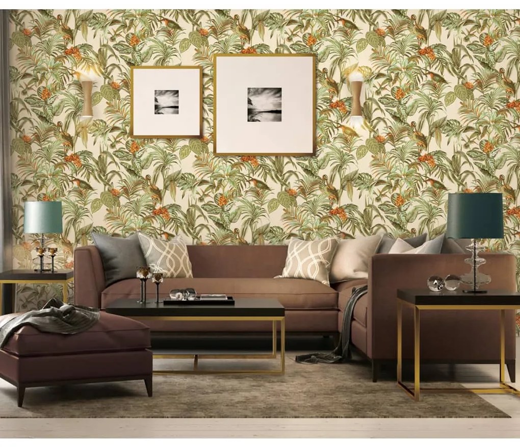 DUTCH WALLCOVERINGS Ταπετσαρία Τοίχου Bird-of-Paradise Πράσινη