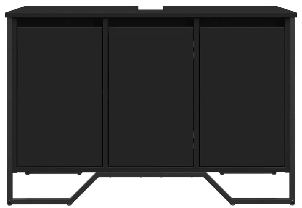 vidaXL Ντουλάπι Νιπτήρα Μπάνιου Μαύρο 91x35x60 εκ. Επεξεργασμένο Ξύλο