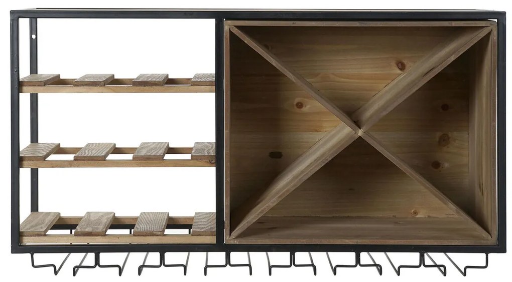 Μπουκαλοθήκη DKD Home Decor 80 x 24 x 44 cm Έλατο Φυσικό Μαύρο Μέταλλο Καφέ Ξύλο MDF