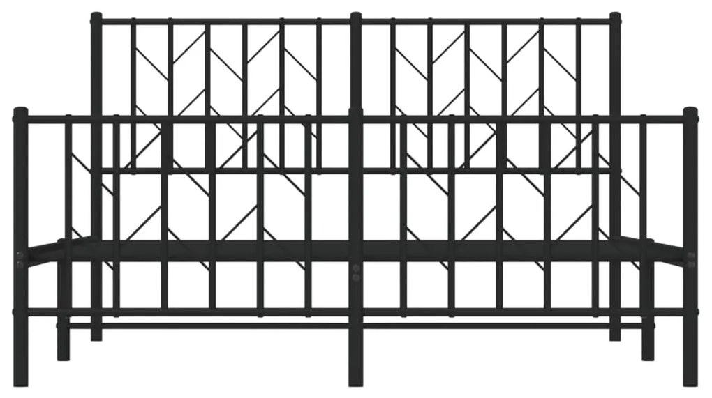 vidaXL Πλαίσιο Κρεβατιού με Κεφαλάρι&Ποδαρικό Μαύρο 140x190εκ. Μέταλλο