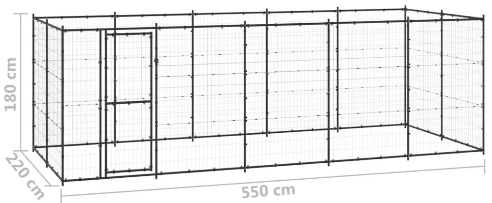 vidaXL Κλουβί Σκύλου Εξωτερικού Χώρου 12,1 μ² από Ατσάλι