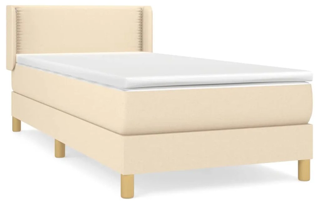 vidaXL Κρεβάτι Boxspring με Στρώμα Κρεμ 80 x 200 εκ. Υφασμάτινο