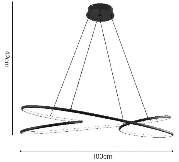 Κρεμαστό φωτιστικό LED 72W 3CCT σε μαύρο χρώμα D:42cm (6106-Black)