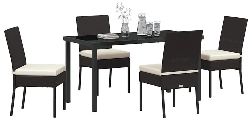 vidaXL Σέτ φαγητού για κήπο 5 pcs Μαύρο Πολυ ράταν
