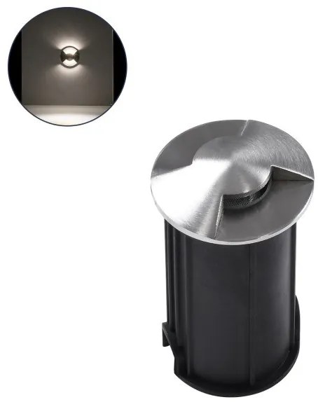 Χωνευτό Σποτ Φωτιστικό Δαπέδου Two Sided LED 1W IP68 4500K Ίνοξ-UNDERGROUND-RENA 90663 Globostar-90663-Inox 90663