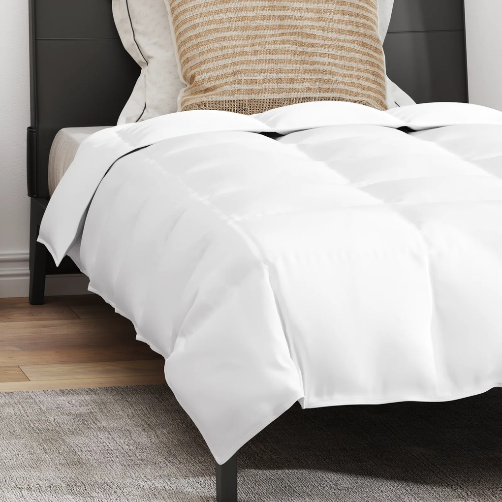 vidaXL Πάπλωμα με μαξιλάρι 2 pcs Λευκό 155 x 220 cm Πούπουλο