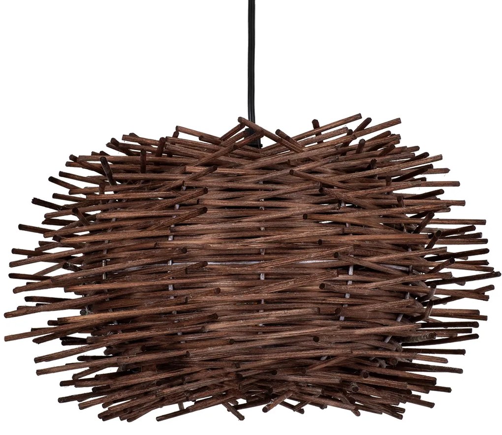01733 GloboStar®  MINORCA 01733 Boho Κρεμαστό Φωτιστικό Ανάρτηση Μονόφωτο 1 x E27 IP20 Καφέ Ξύλο - Μ35 x Π35 x Y23cm
