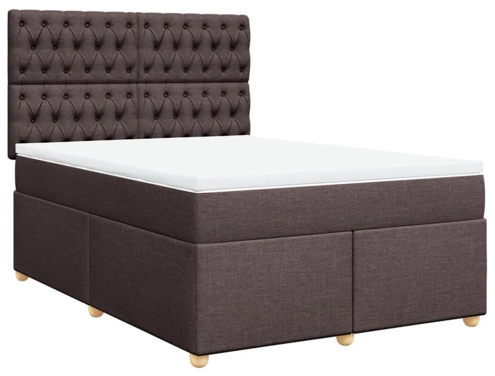 ΚΡΕΒΑΤΙ BOXSPRING ΜΕ ΣΤΡΩΜΑ ΣΚΟΥΡΟ ΚΑΦΕ 140X200 ΕΚ ΥΦΑΣΜΑΤΙΝΟ 3291313