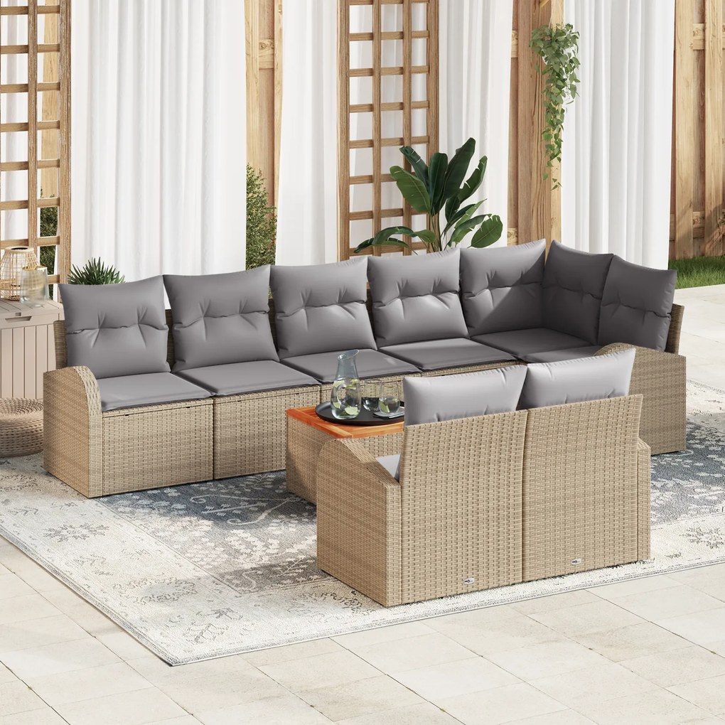 vidaXL Σετ Σαλονιού Κήπου 9 pcs Beige, ανοιχτό γκρι Μεγάλο
