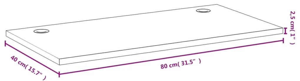 vidaXL Επιφάνεια Γραφείου 80 x 40 x 2,5 εκ. από Μπαμπού