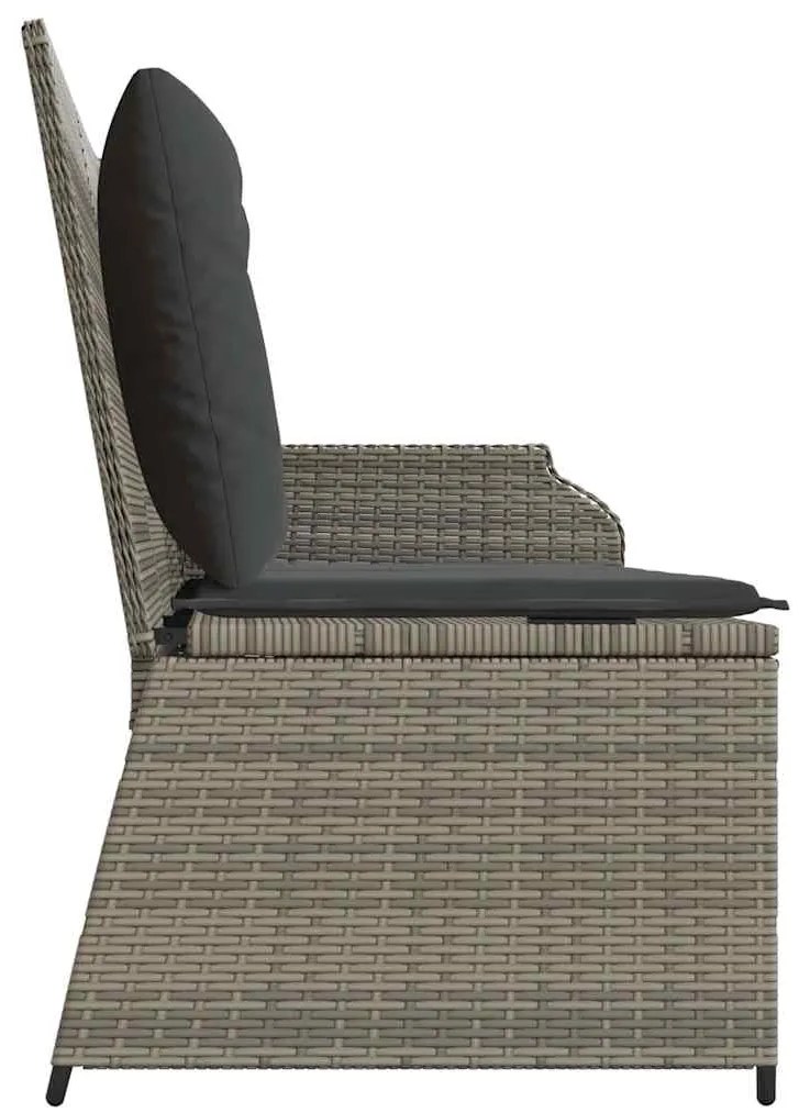 vidaXL Παγκάκι κήπου με μαξιλάρι Γκρι συνθετικό ρατάν