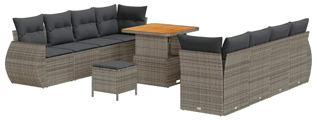 vidaXL Σετ Καναπέ Κήπου με αποθήκευση 11 pcs Γκρι Πολυ ράταν