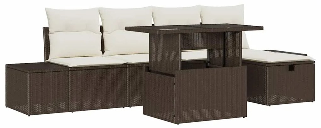 vidaXL Σετ Καναπέ Κήπου 7 pcs Καφέ Πολυ ράταν