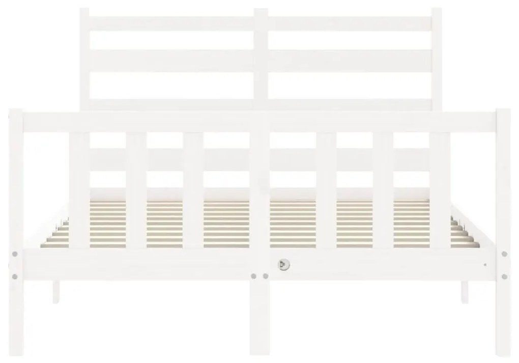 Πλαίσιο Κρεβατιού με Κεφαλάρι Λευκό Μασίφ Ξύλο Small Double - Λευκό