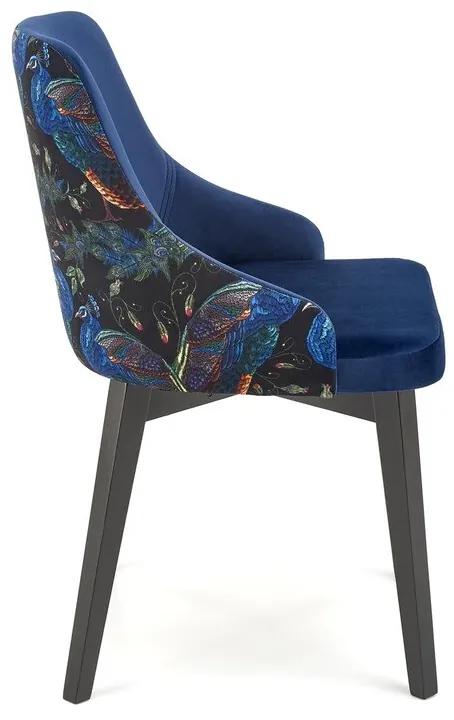Καρέκλα Houston 1390, Μαύρο, Μπλε, 86x57x56cm, 8 kg, Ταπισερί, Ξύλινα, Ξύλο, Ξύλο: Οξιά | Epipla1.gr