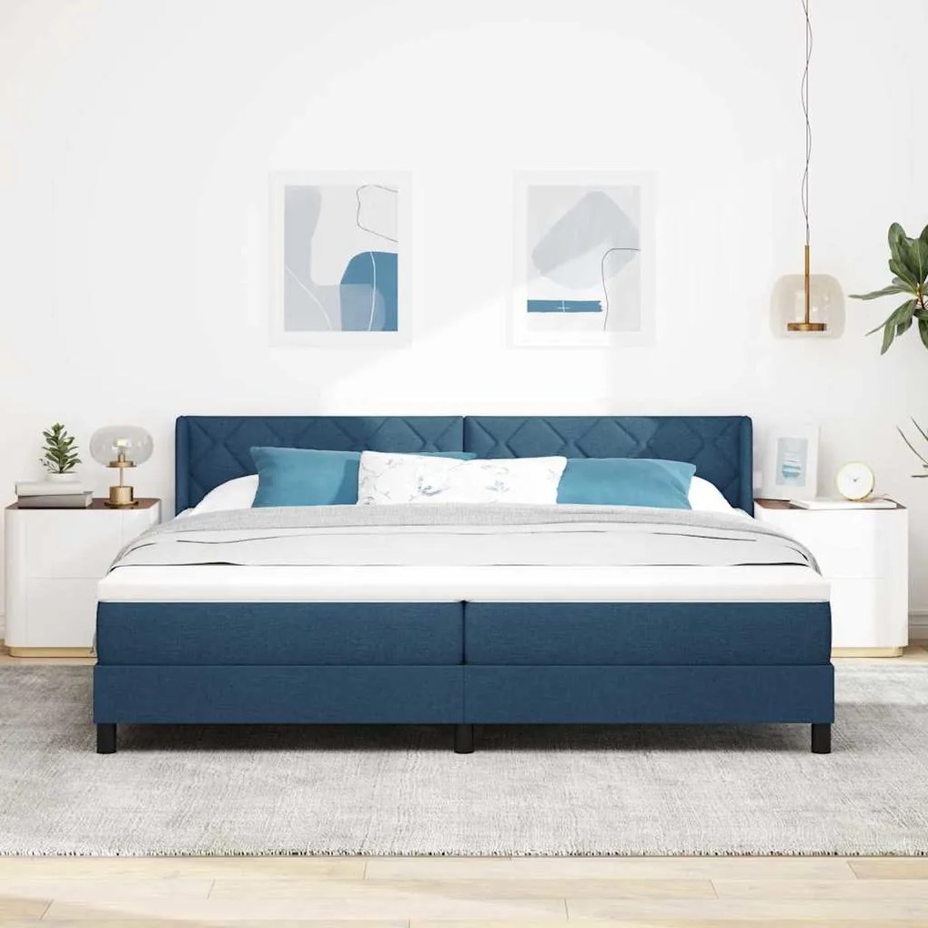 vidaXL Κρεβάτι box spring με στρώμα με στρώμα Μπλε 200 x 200 cm