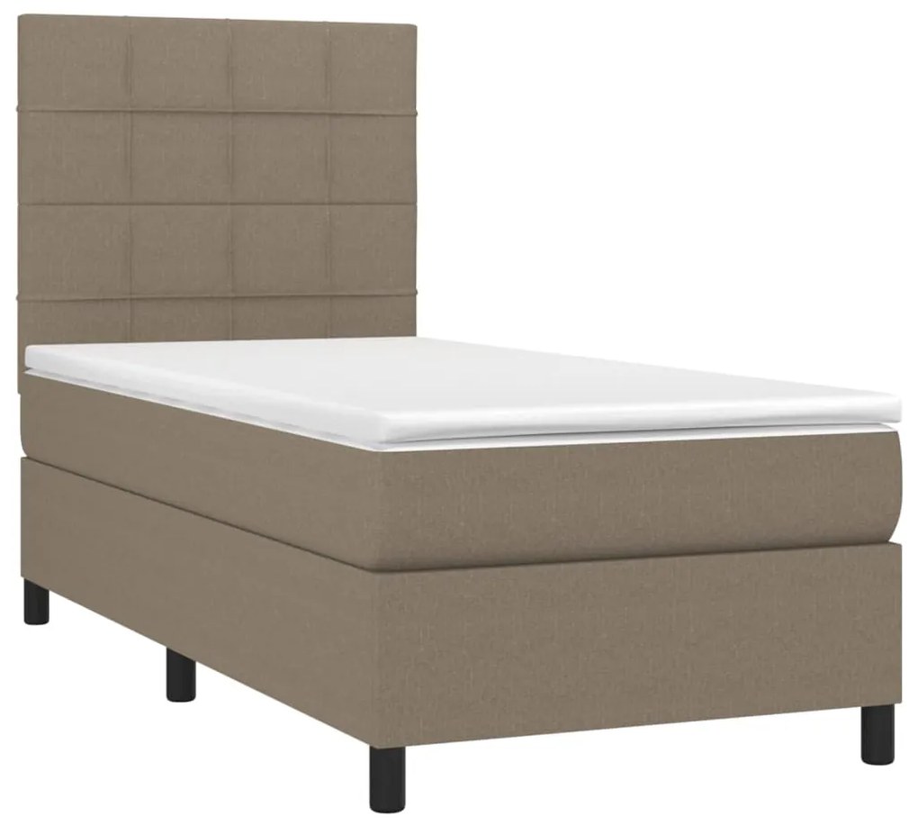 ΚΡΕΒΑΤΙ BOXSPRING ΜΕ ΣΤΡΩΜΑ &amp; LED TAUPE 100X200 ΕΚ. ΥΦΑΣΜΑΤΙΝΟ 3134857