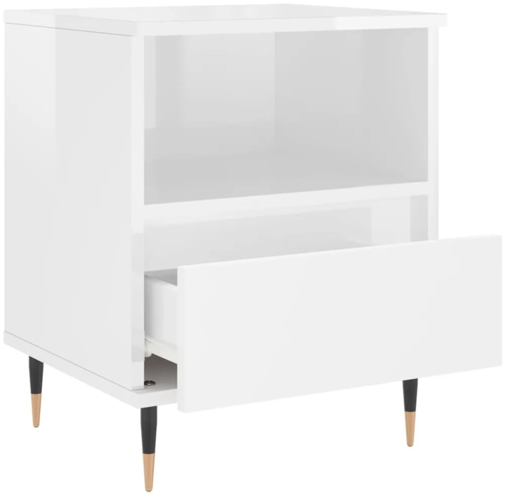 vidaXL Κομοδίνα 2 τεμ. Γυαλ. Λευκό 40 x 35 x 50 εκ. Επεξεργασμένο Ξύλο