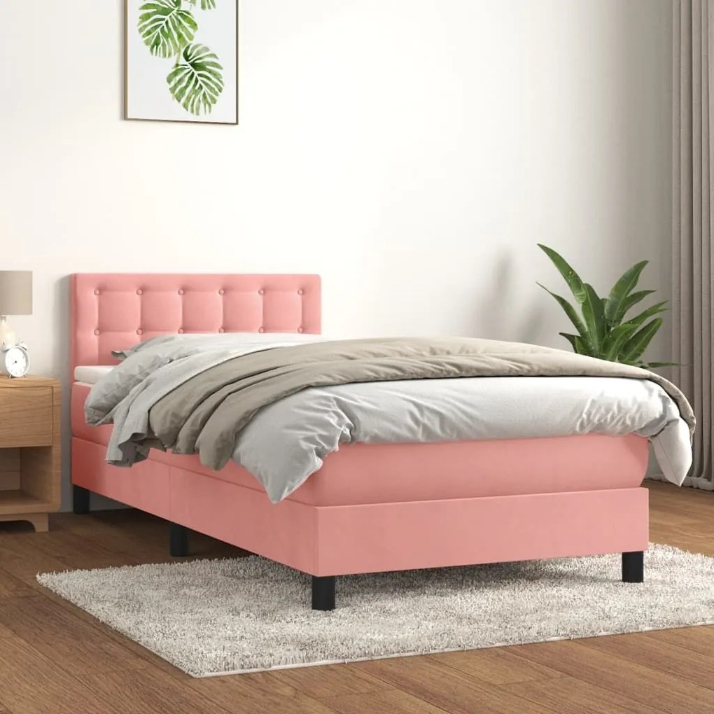 ΚΡΕΒΑΤΙ BOXSPRING ΜΕ ΣΤΡΩΜΑ ΡΟΖ 90X200 ΕΚ. ΒΕΛΟΥΔΙΝΟ 3141526