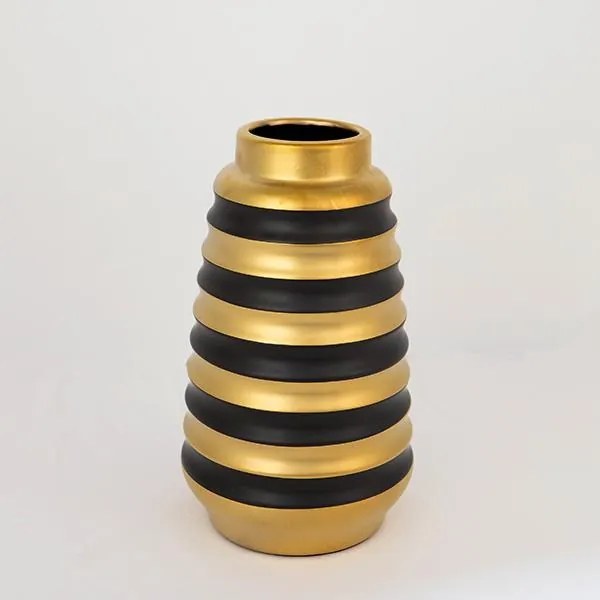 ΒΑΖΟ ΚΕΡΑΜΙΚΟ ΜΑΥΡΟ - ΧΡΥΣΟ 14x14x25cm